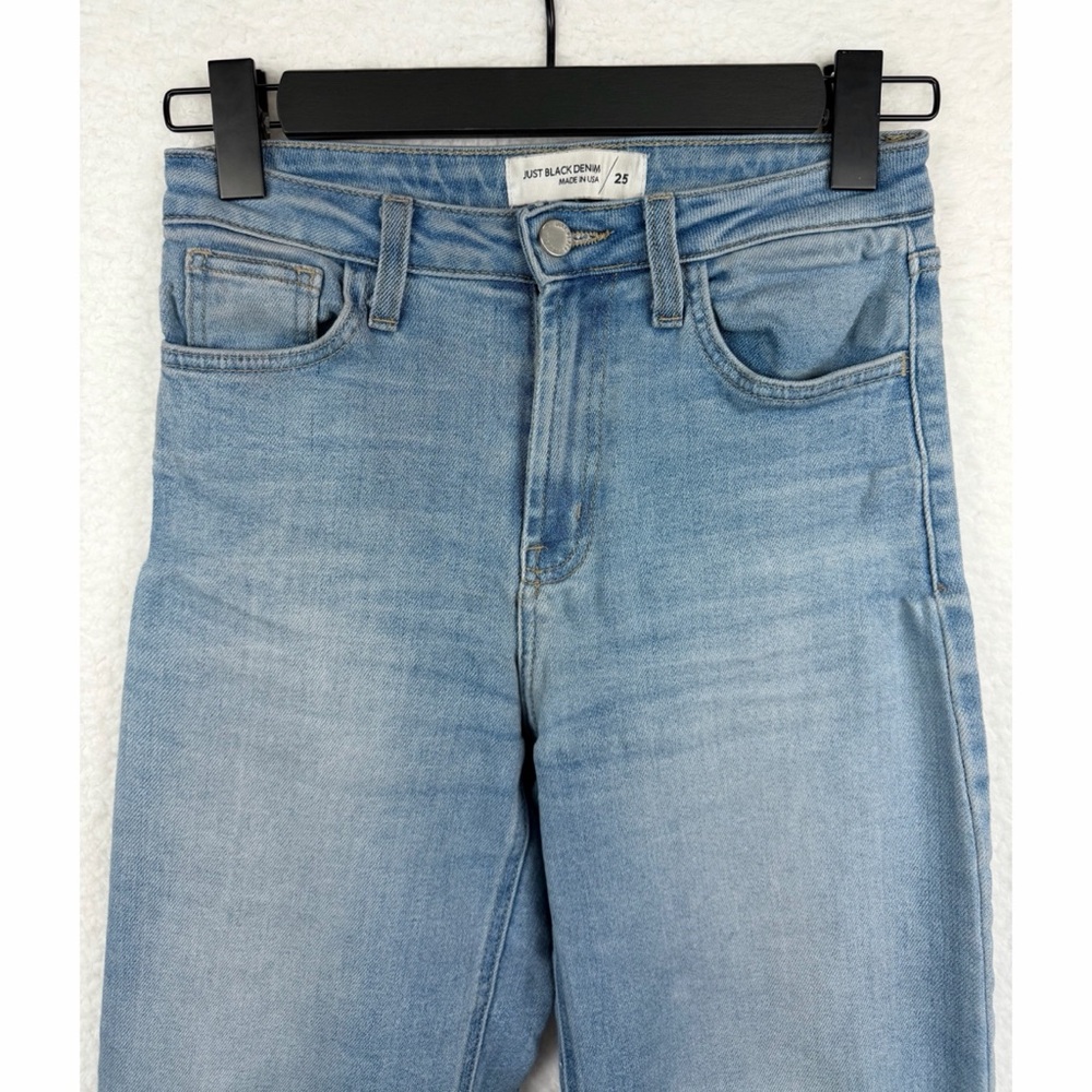 JUST BLACK DENIM • Blue Light Wash High-Waisted Wide-Leg Jeans, 25 - Picture 8 of 14